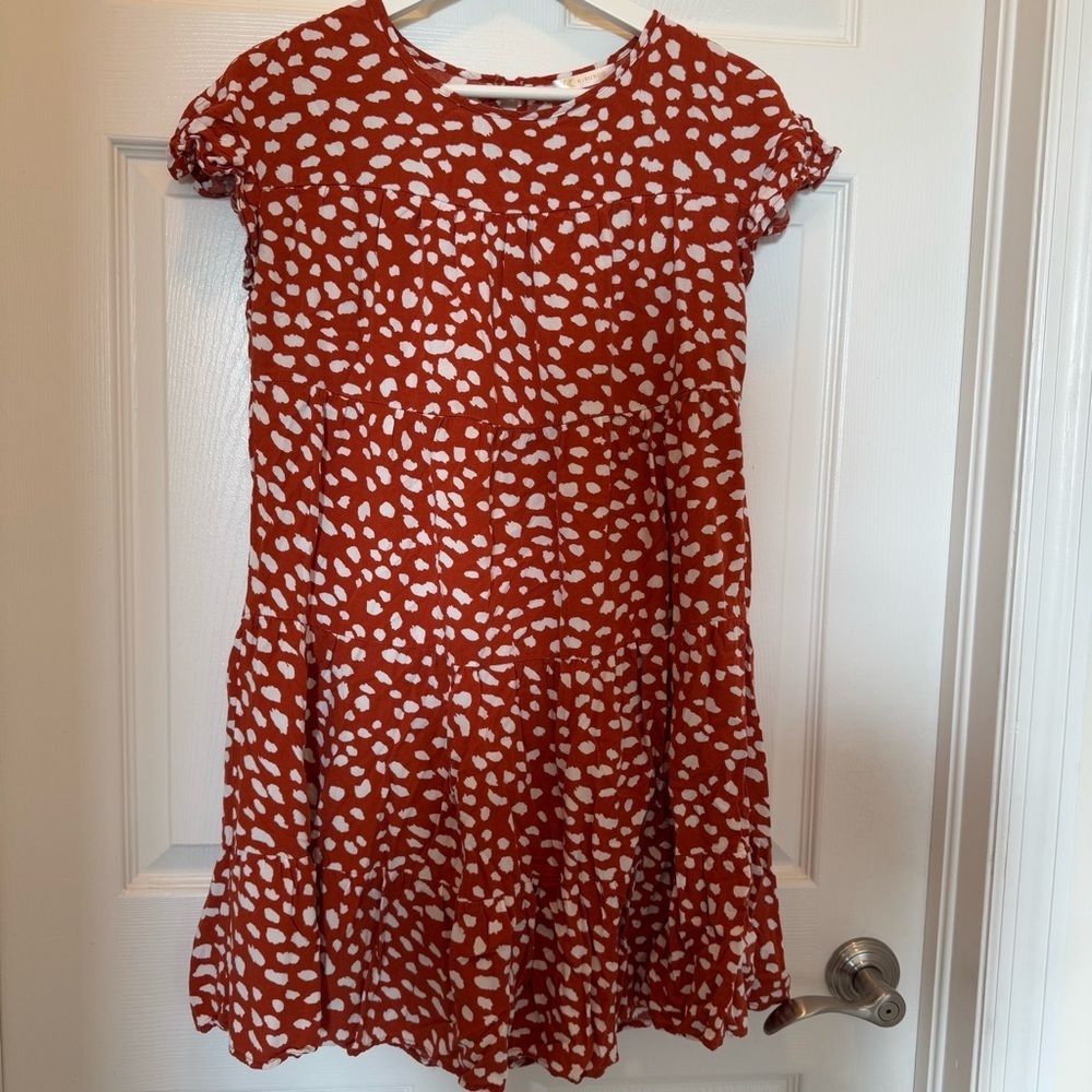 Womens Babydoll Tiered Casual Round Neck Short Sleeve Boho Floral Sz S - Picture 2 of 9